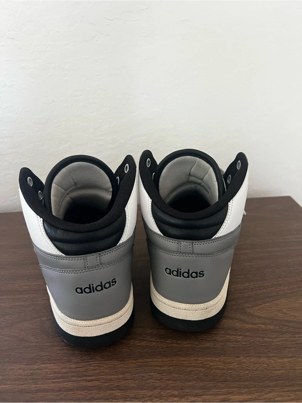 adidas Gray Black White High-Top Athletic Shoes